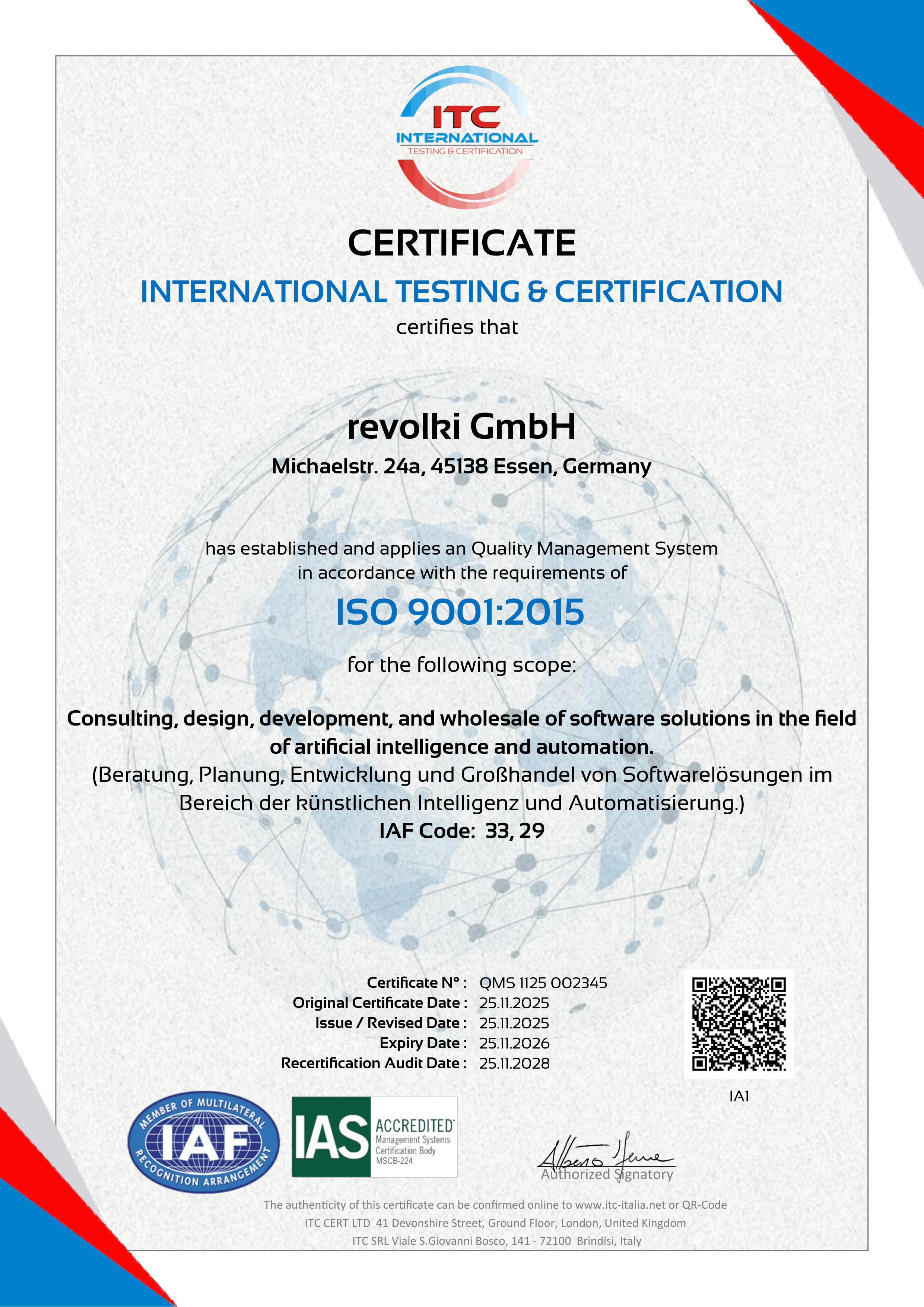ISO 9001 Zertifikat